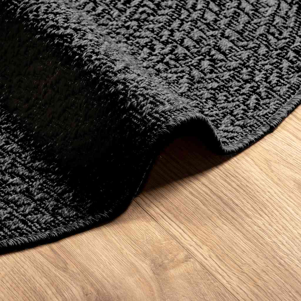 Teppich ZIZUR Anthrazit Ø 120 cm Jute-Optik Indoor und Outdoor