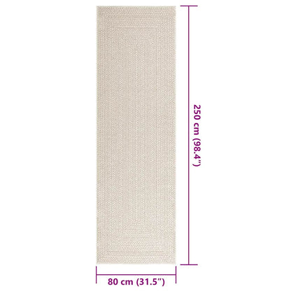 Teppich ZIZUR Creme 80x250 cm Jute-Optik Indoor und Outdoor