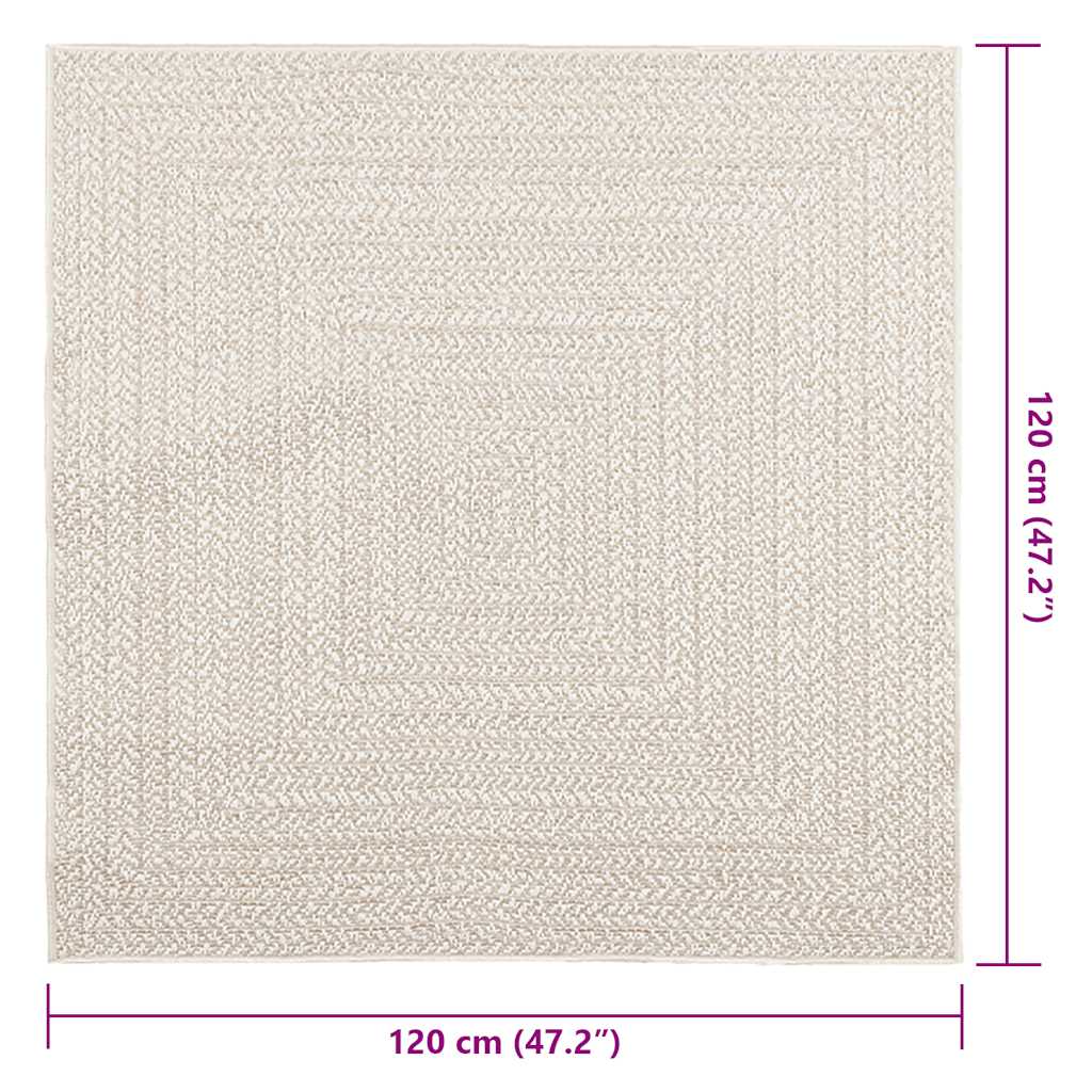 Teppich ZIZUR Creme 120x120 cm Jute-Optik Indoor und Outdoor