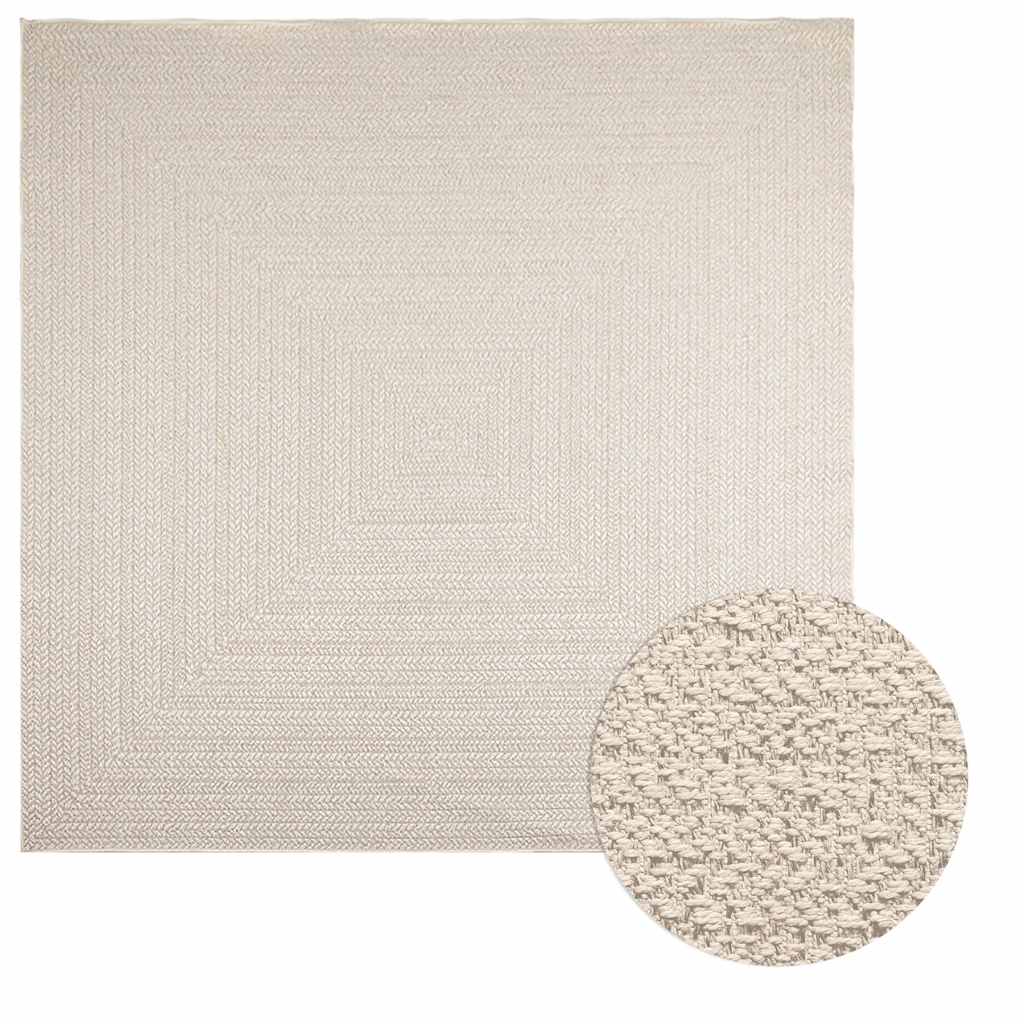 Teppich ZIZUR Creme 240x240 cm Jute-Optik Indoor und Outdoor