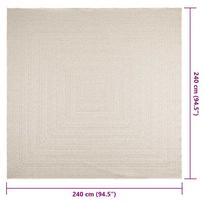 Teppich ZIZUR Creme 240x240 cm Jute-Optik Indoor und Outdoor