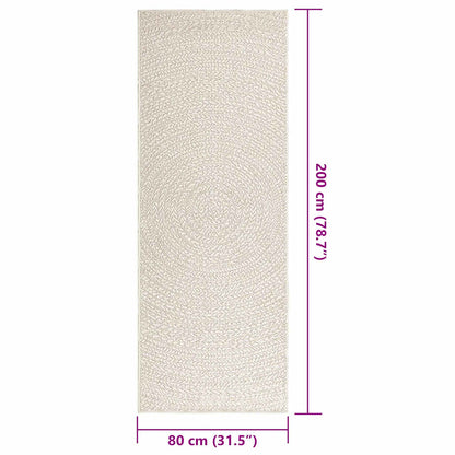 Teppich ZIZUR Creme 80x200 cm Jute-Optik Indoor und Outdoor