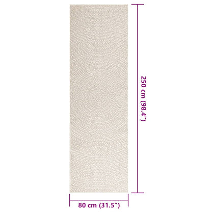 Teppich ZIZUR Creme 80x250 cm Jute-Optik Indoor und Outdoor