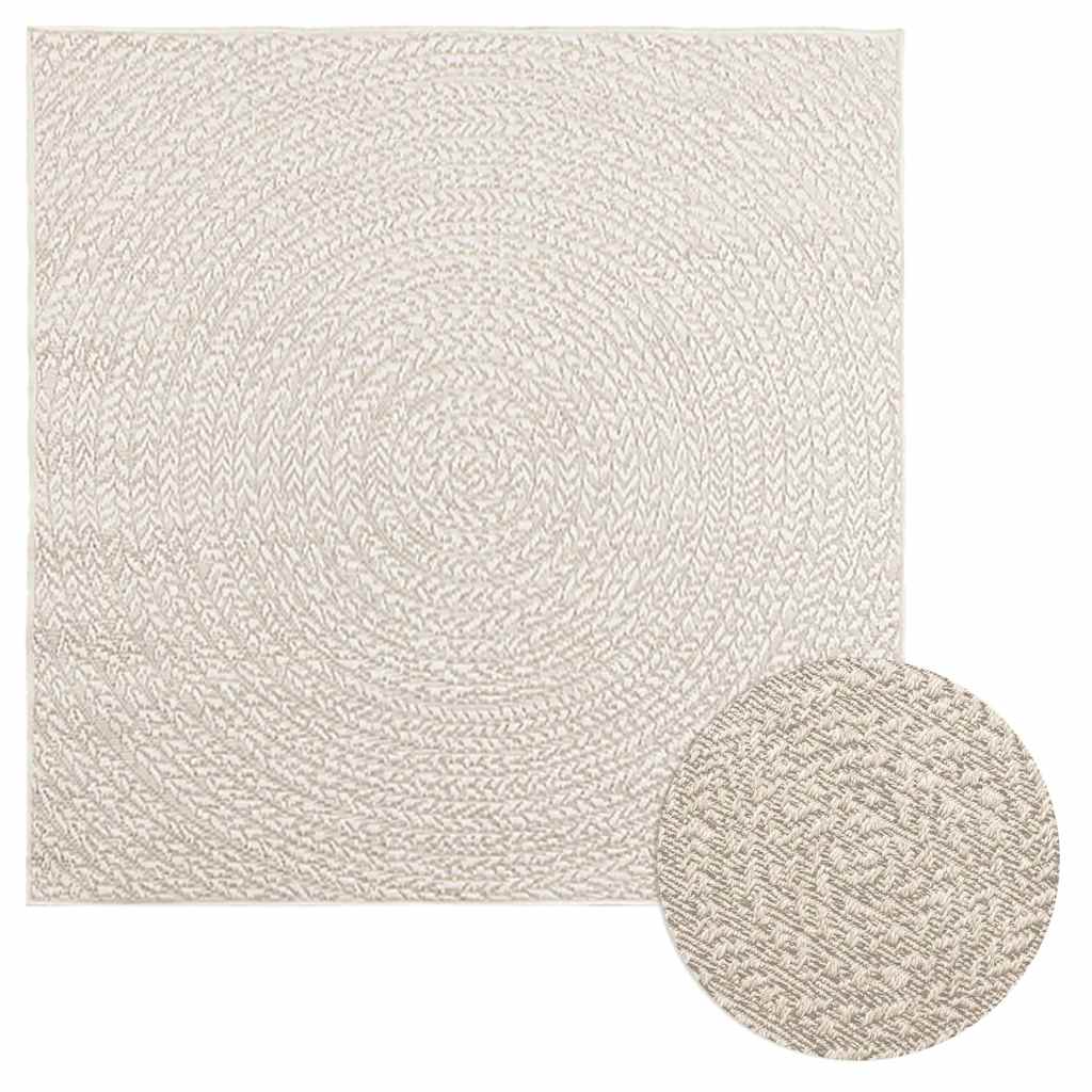 Teppich ZIZUR Creme 120x120 cm Jute-Optik Indoor und Outdoor