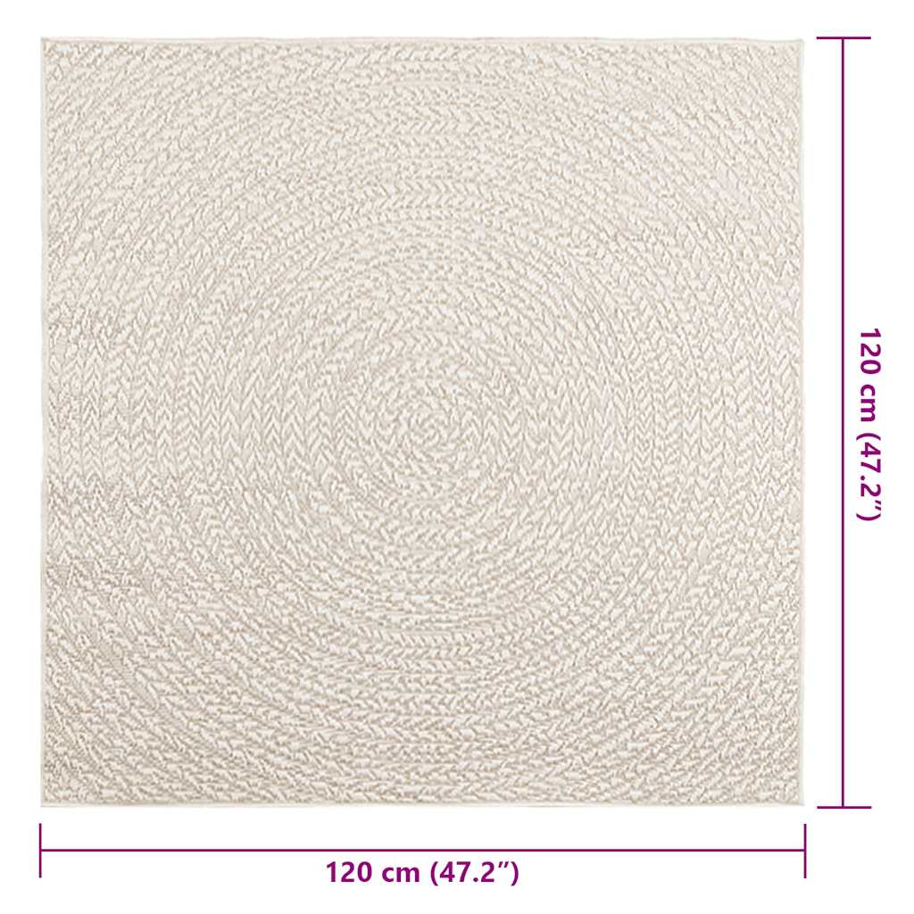 Teppich ZIZUR Creme 120x120 cm Jute-Optik Indoor und Outdoor