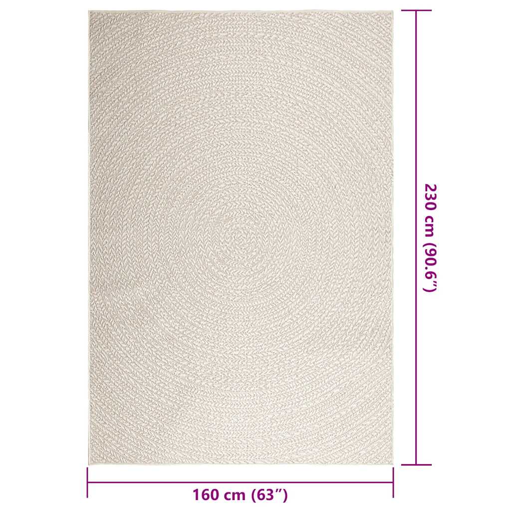 Teppich ZIZUR Creme 160x230 cm Jute-Optik Indoor und Outdoor