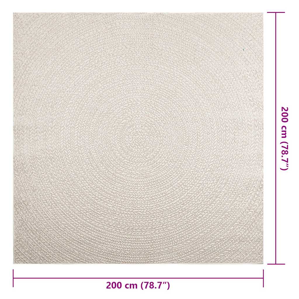 Teppich ZIZUR Creme 200x200 cm Jute-Optik Indoor und Outdoor