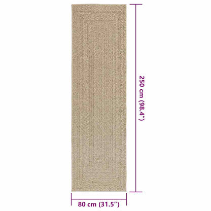 Teppich ZIZUR Beige 80x250 cm Jute-Optik Indoor und Outdoor