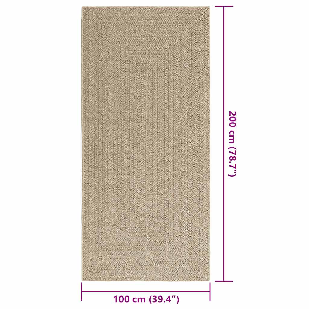 Teppich ZIZUR Beige 100x200 cm Jute-Optik Indoor und Outdoor