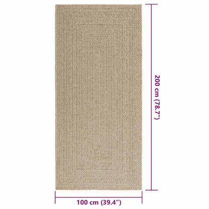 Teppich ZIZUR Beige 100x200 cm Jute-Optik Indoor und Outdoor