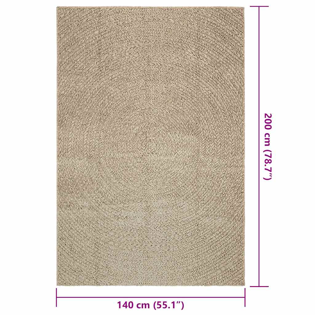 Teppich ZIZUR Beige 140x200 cm Jute-Optik Indoor und Outdoor