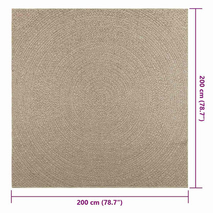 Teppich ZIZUR Beige 200x200 cm Jute-Optik Indoor und Outdoor