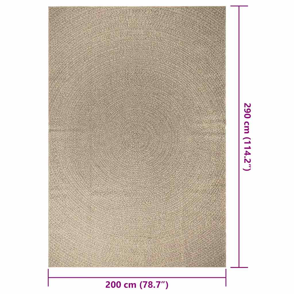 Teppich ZIZUR Beige 200x290 cm Jute-Optik Indoor und Outdoor