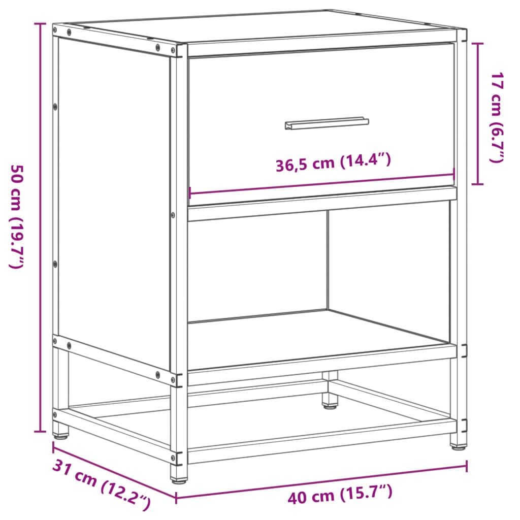 Nachttisch Sonoma-Eiche 40x31x50 cm Holzwerkstoff