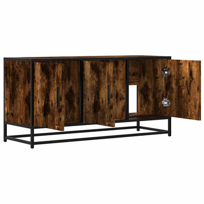 TV-Schrank Räuchereiche 100x35x50 cm Holzwerkstoff und Metall