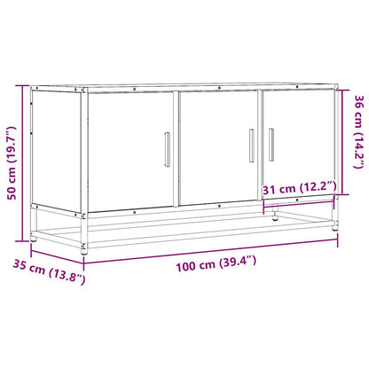 TV-Schrank Räuchereiche 100x35x50 cm Holzwerkstoff und Metall