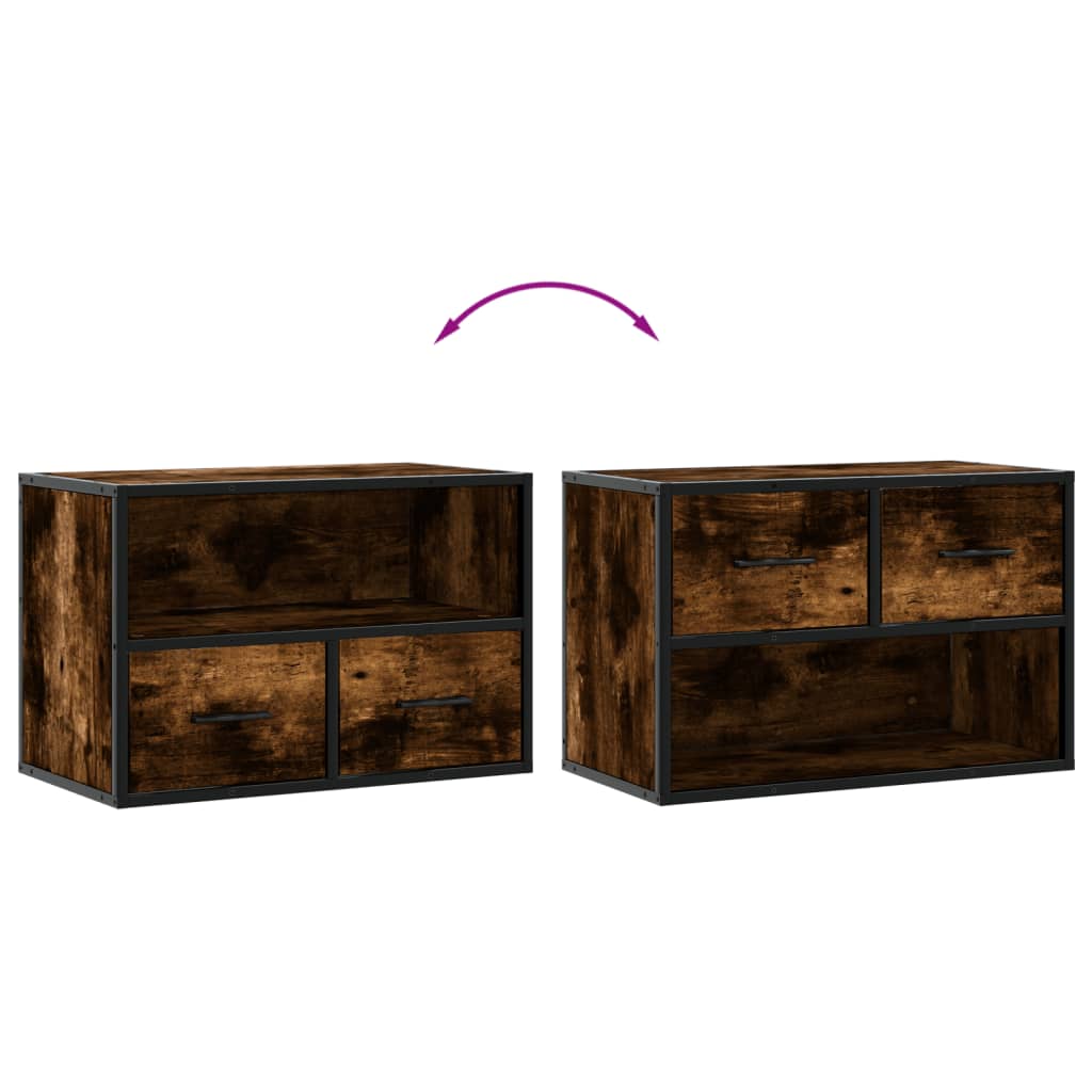 TV-Schrank Räuchereiche 60x31x39,5 cm Holzwerkstoff und Metall