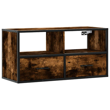 TV-Schrank Räuchereiche 80x31x39,5 cm Holzwerkstoff und Metall