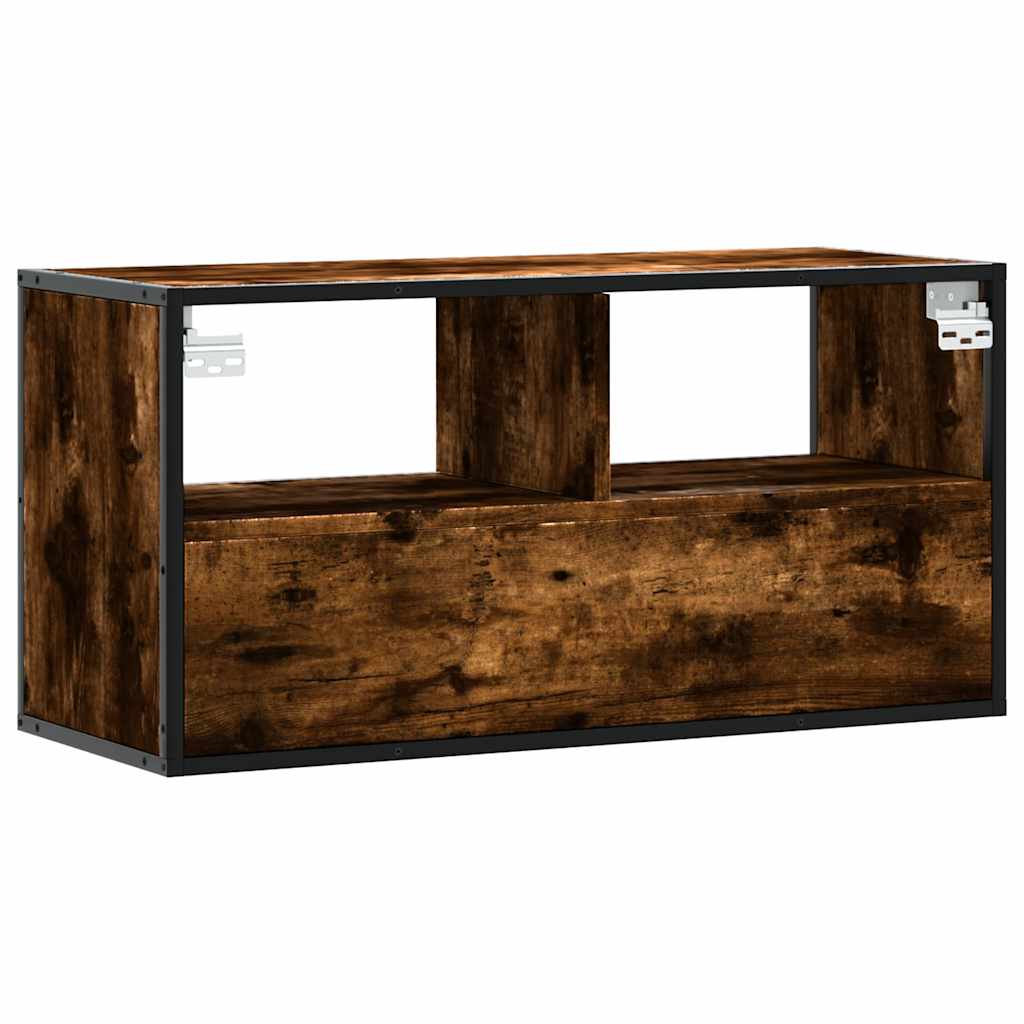 TV-Schrank Räuchereiche 80x31x39,5 cm Holzwerkstoff und Metall