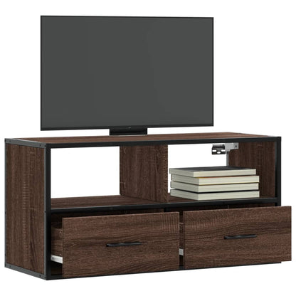 TV-Schrank Braun Eiche 80x31x39,5 cm Holzwerkstoff und Metall