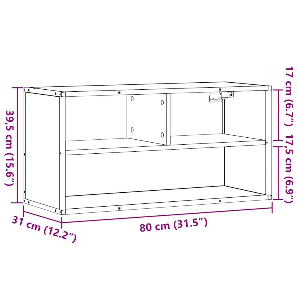 TV-Schrank Schwarz 80x31x39,5 cm Holzwerkstoff und Metall