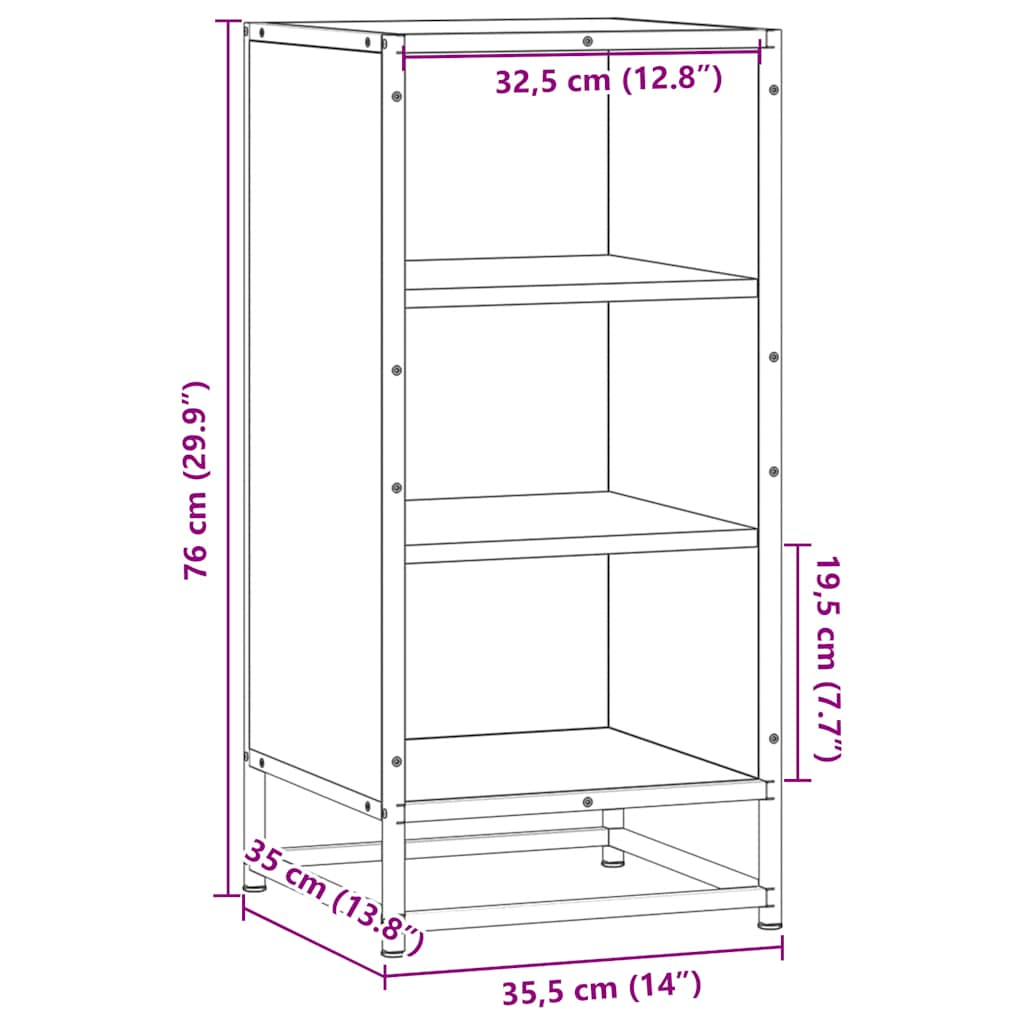 Sideboard Räuchereiche 35,5x35x76 cm Holzwerkstoff und Metall