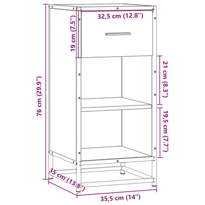 Sideboard Grau Sonoma 35,5x35x76 cm Holzwerkstoff und Metall