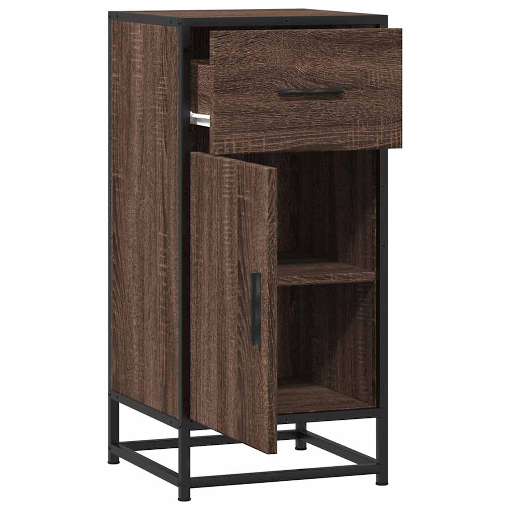 Sideboard Braun Eichen-Optik 35,5x35x76 cm Holzwerkstoff Metall