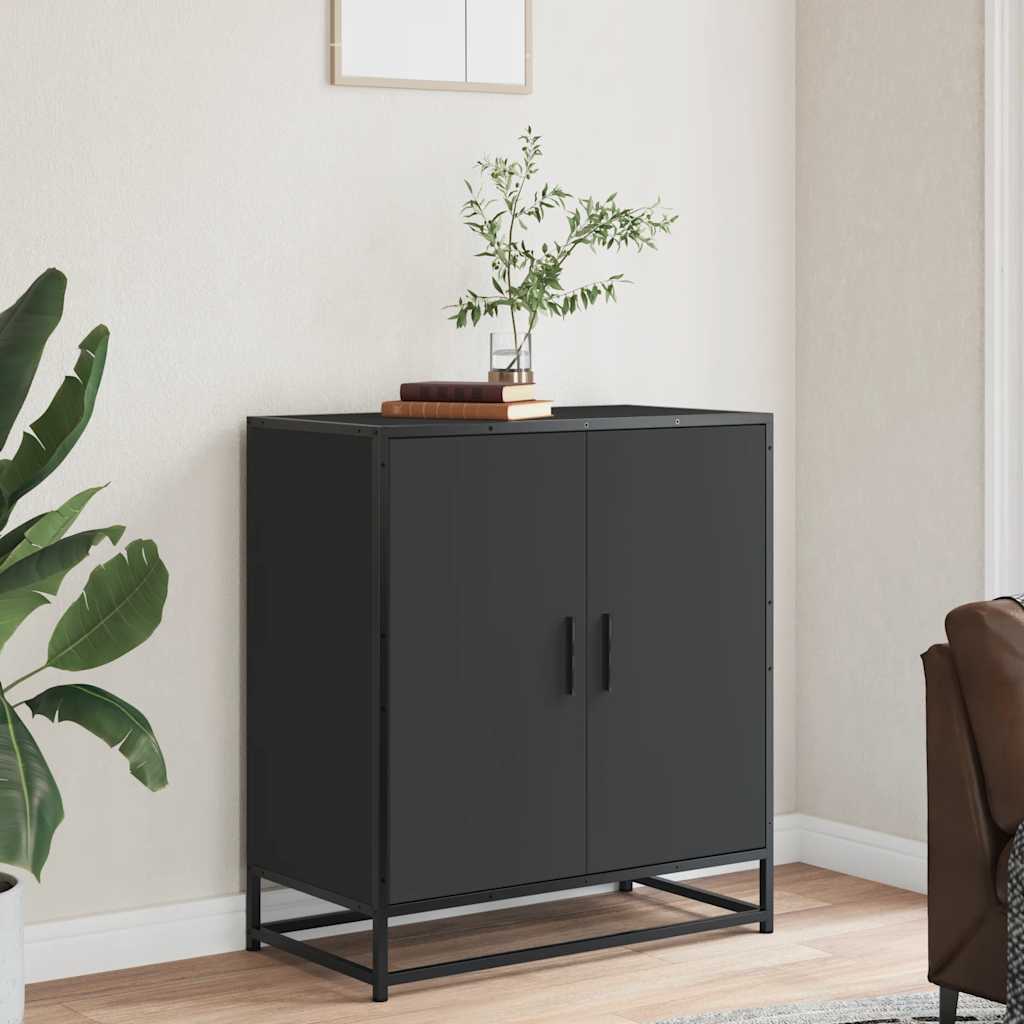 Sideboard Schwarz 68x35x76 cm Holzwerkstoff und Metall