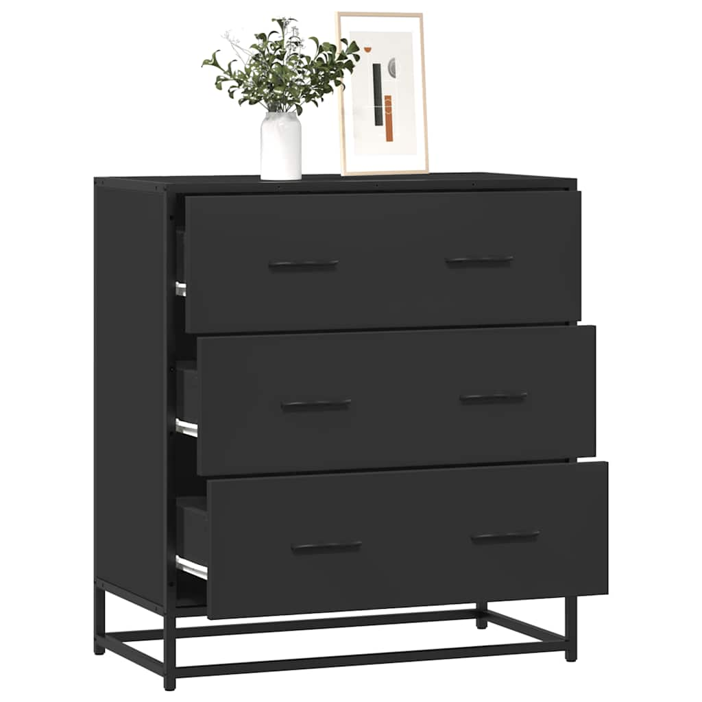 Sideboard Schwarz 68x35x76 cm Holzwerkstoff und Metall