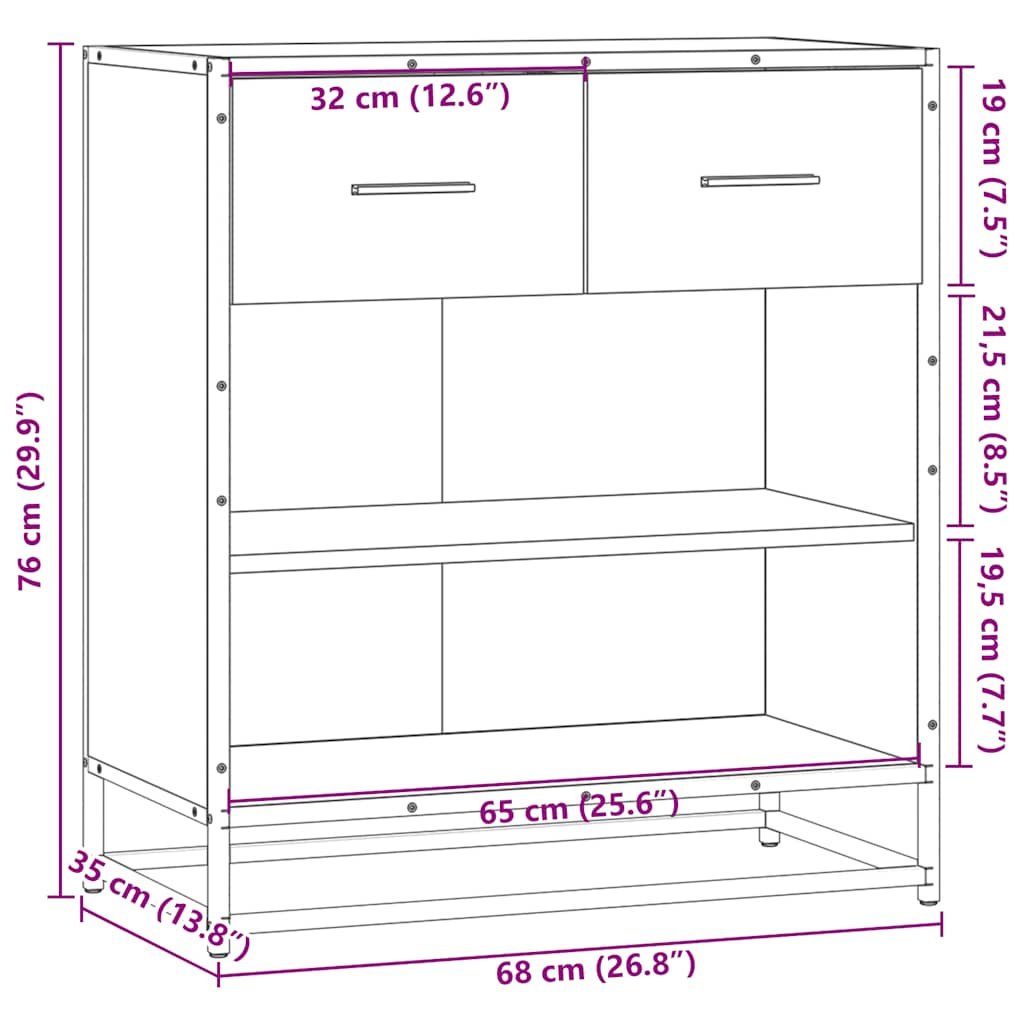 Sideboard Räuchereiche 68x35x76 cm Holzwerkstoff