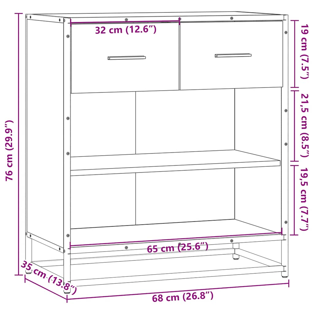 Sideboard Grau Sonoma 68x35x76 cm Holzwerkstoff