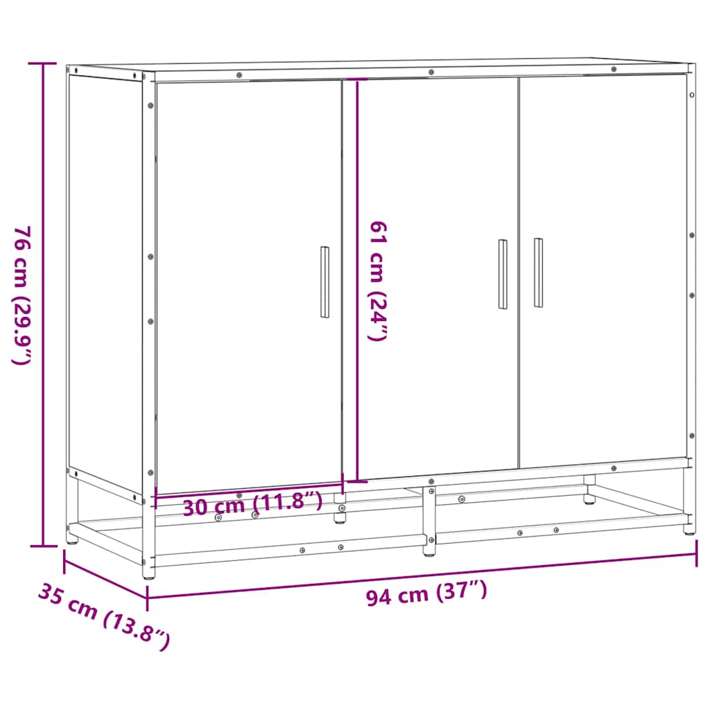 Sideboard Grau Sonoma 94x35x76 cm Holzwerkstoff