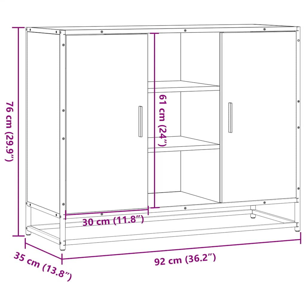 Sideboard Schwarz 92x35x76 cm Holzwerkstoff