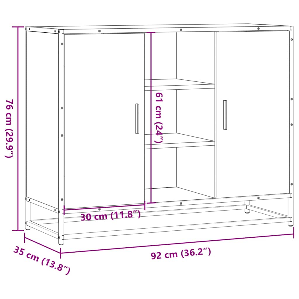 Sideboard Sonoma-Eiche 92x35x76 cm Holzwerkstoff