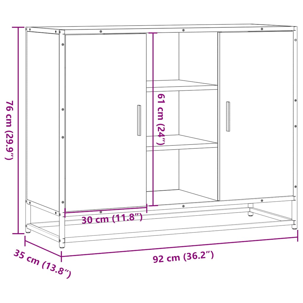 Sideboard Braun Eichen-Optik 92x35x76 cm Holzwerkstoff