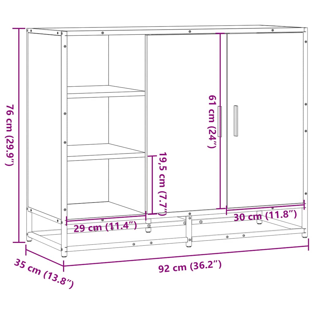 Sideboard Sonoma-Eiche 92x35x76 cm Holzwerkstoff