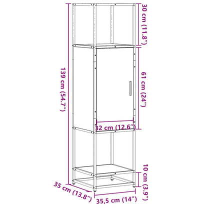 Highboard Räuchereiche 35,5x35x139 cm Holzwerkstoff Metall