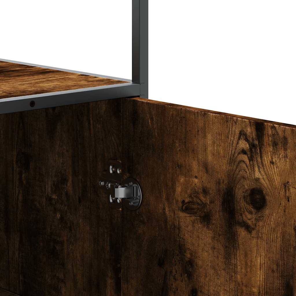 Highboard Räuchereiche 68x35x139 cm Holzwerkstoff und Metall