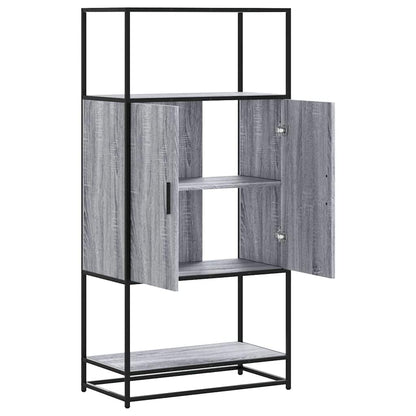 Highboard Grau Sonoma 68x35x139 cm Holzwerkstoff und Metall