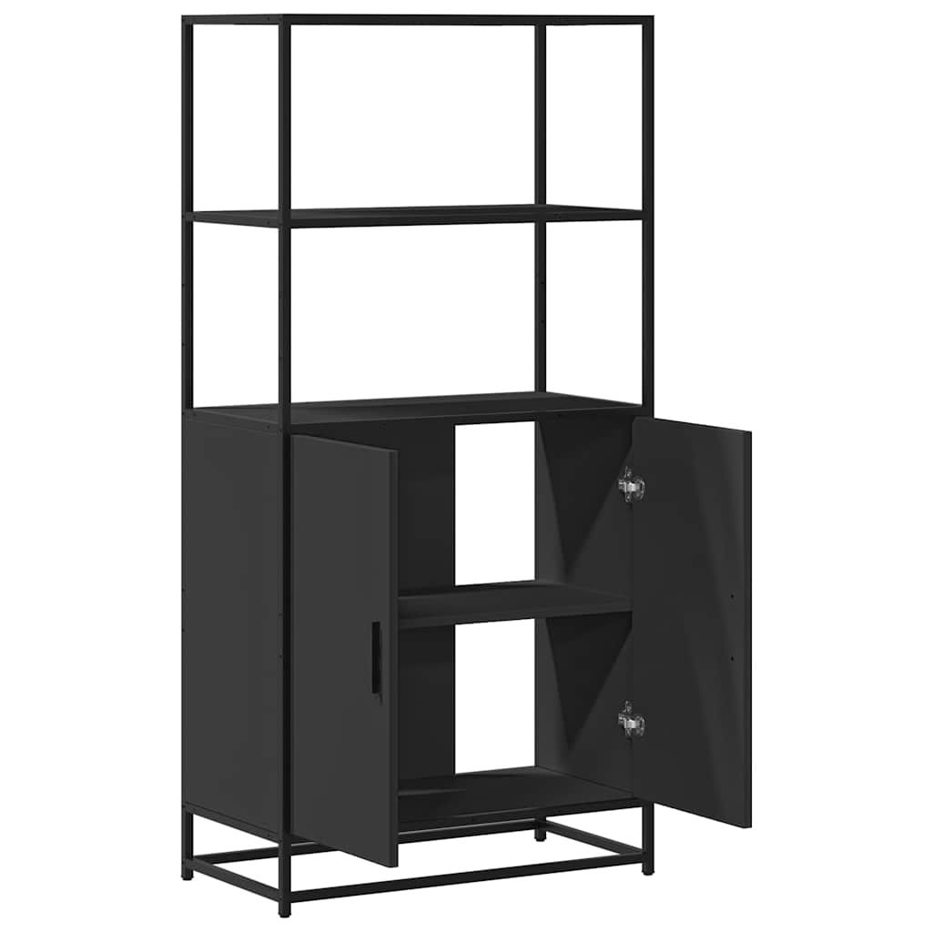 Highboard Schwarz 68x35x139 cm Holzwerkstoff und Metall