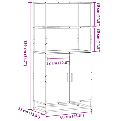 Highboard Schwarz 68x35x139 cm Holzwerkstoff und Metall