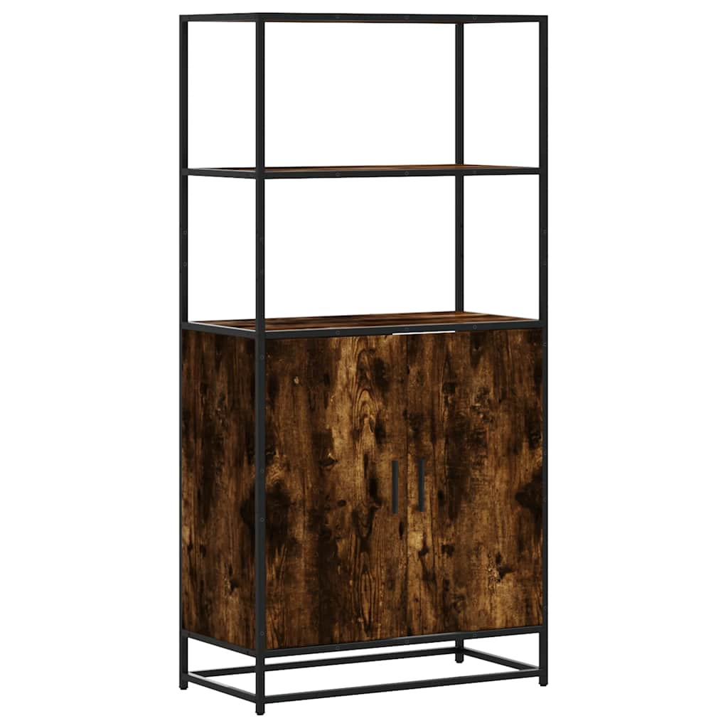 Highboard Räuchereiche 68x35x139 cm Holzwerkstoff und Metall