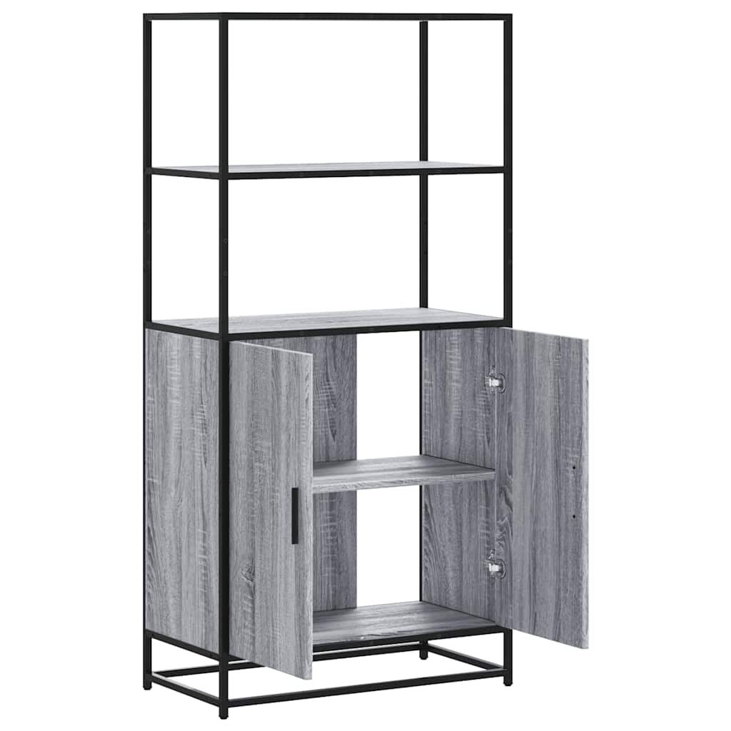 Highboard Grau Sonoma 68x35x139 cm Holzwerkstoff und Metall