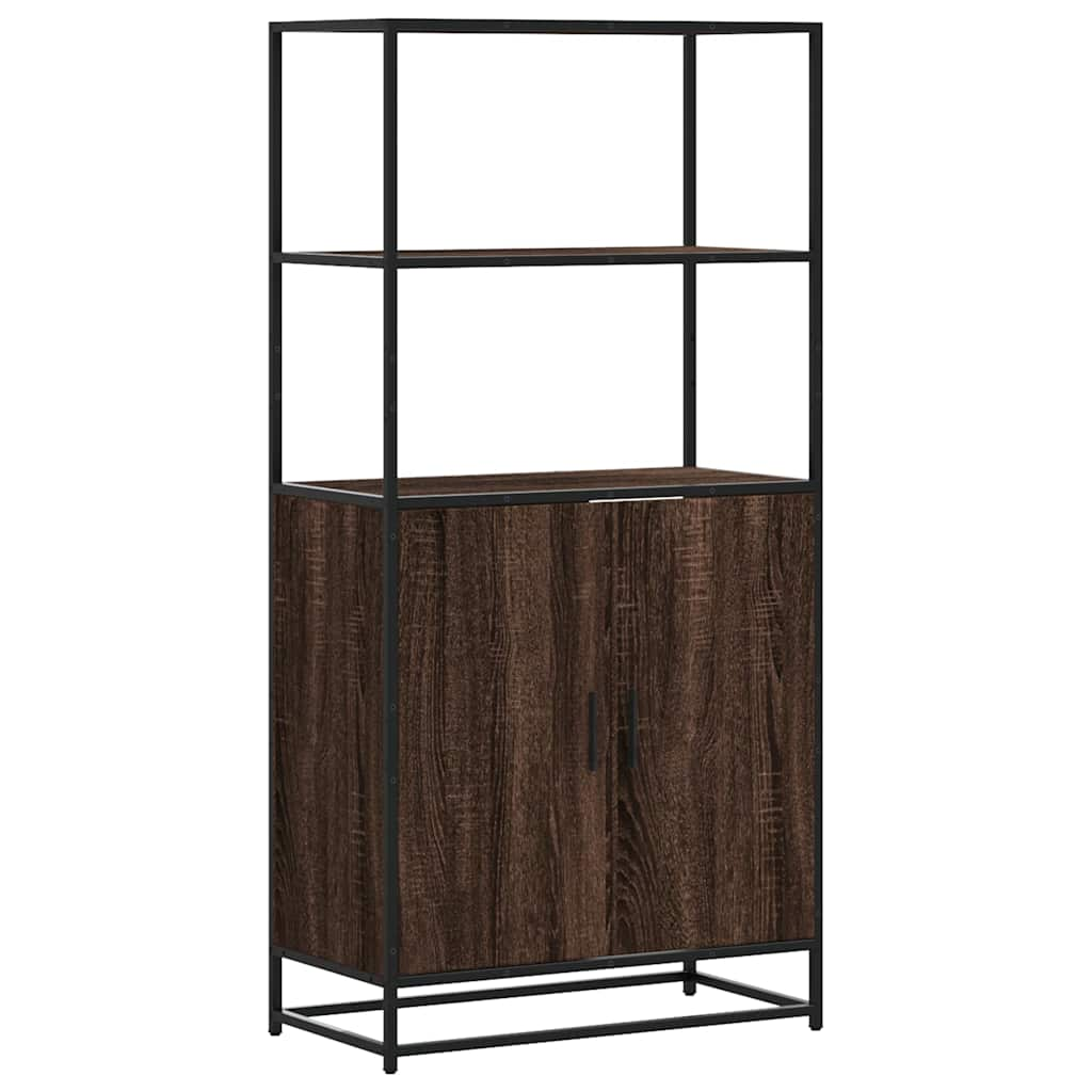 Highboard Braun Eichen-Optik 68x35x139 cm Holzwerkstoff Metall