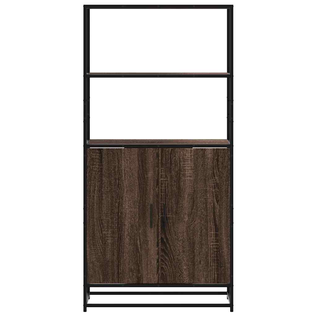 Highboard Braun Eichen-Optik 68x35x139 cm Holzwerkstoff Metall