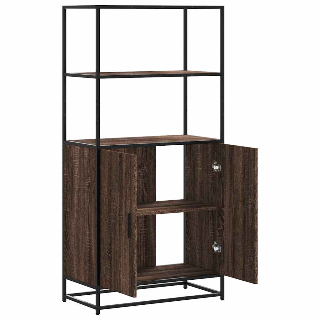 Highboard Braun Eichen-Optik 68x35x139 cm Holzwerkstoff Metall