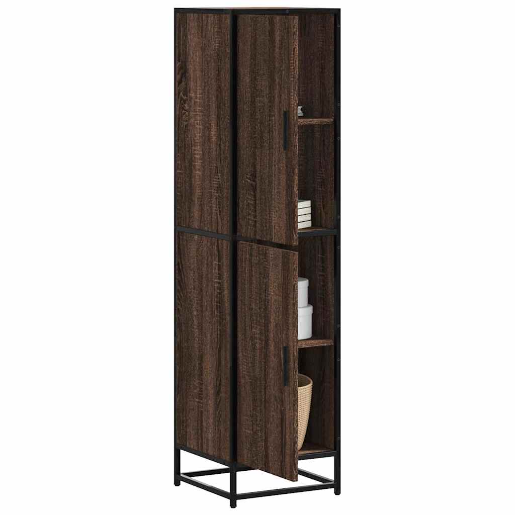 Highboard Braun Eichen-Optik 35,5x35x139cm Holzwerkstoff Metall