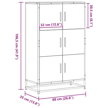 Highboard Räuchereiche 68x35x106,5 cm Holzwerkstoff Metall