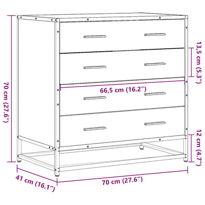 Schubladenschrank Schwarz 70x41x70 cm Holzwerkstoff